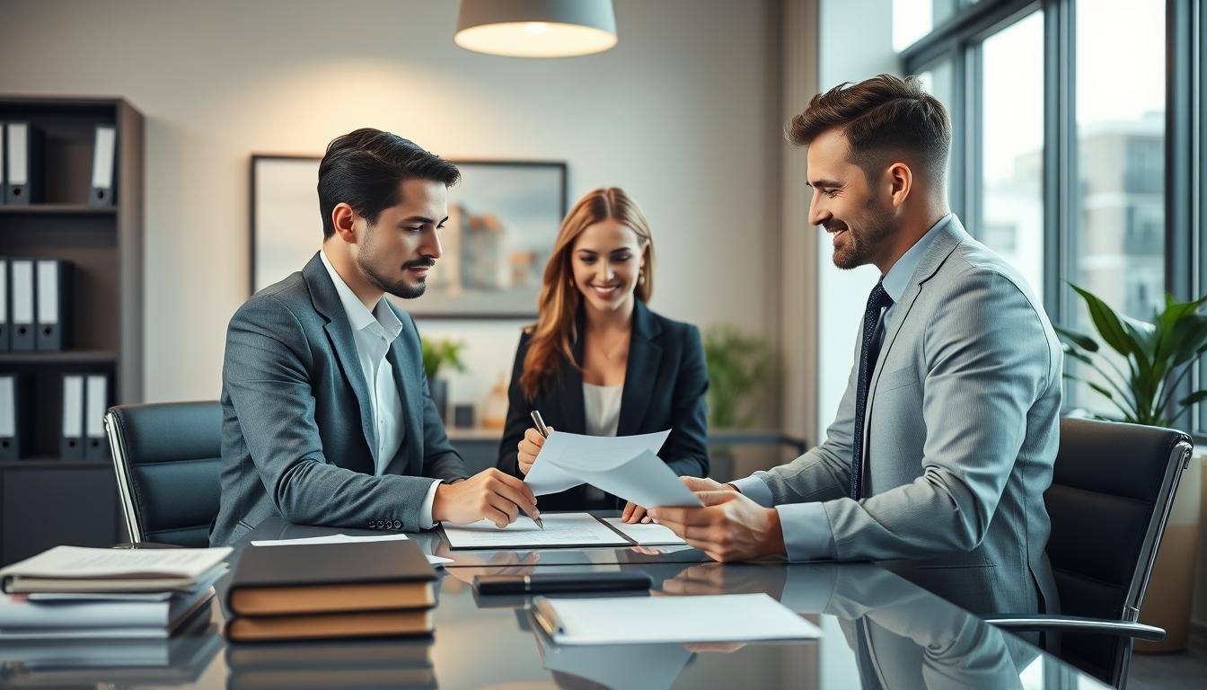 Family reviewing legal documents